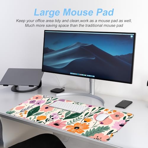 Floral Mouse Pad XXL – Large Extended Desk Mat with Cute Hand-Drawn Flowers,Non-Slip Mousepad for Office, School, Workstation, Gift for Women & Teens, 31.5 x 11.8 in - Image 5