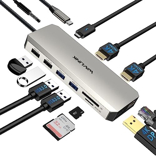 WAVLINK USB C Laptop Docking Station Triple Dual Monitor for Dell/Lenovo/HP by WAVLINK%C2%AE