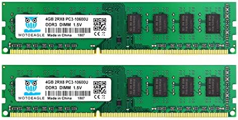 Motoeagle 8GB Kit (2X4GB) 2RX8 PC3-10600U DDR3 1333MHz DIMM RAM 4GB DDR3 10600 PC3 1333 UDIMM CL9 1.5V 240-Pin Desktop Memory by motoeagle