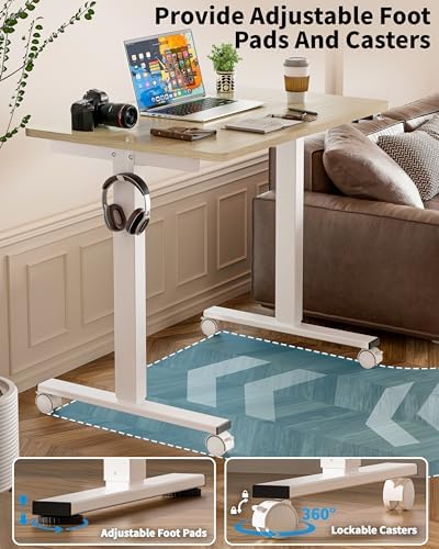 Okin Small Electric Standing Desk, 36" x 24" Whole Piece Height Adjustable Desk, Oak Sit to Stand Computer Workstation with Wheels for Home Office - Image 6
