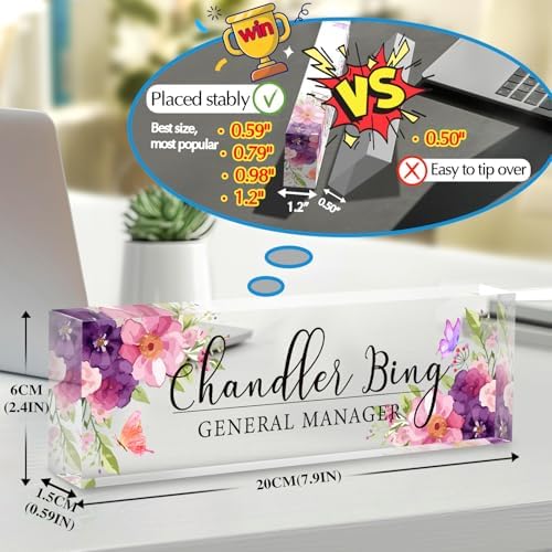 Custom Office Name Plate for Desk - Desk Name Plate Personalized Gifts for Coworkers, Boss, Employees, Teacher, Nurse - Office Desk Decor for Women Men - Employee Appreciation Gifts (Pink/Purple) - Image 2