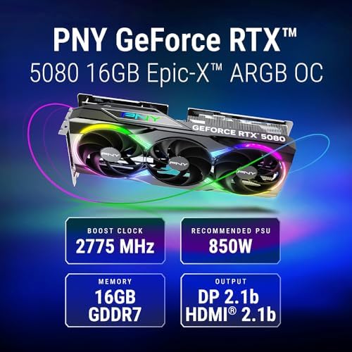 PNY NVIDIA GeForce RTX™ 5080 Epic-X RGB™ OC Triple-Fan Graphics Card - Image 2