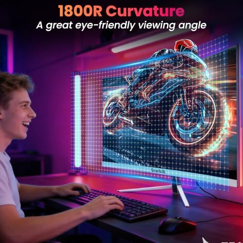 Gawfolk 27" Curved Gaming Monitor,180Hz/200Hz FHD 1920x1080 1800R VA Panel - Image 4