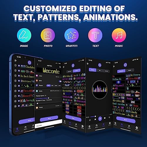 Rayhome Large Programmable LED Sign, 37''x8'' Flexible Indoor LED Store Sign with Remote, Scrolling Bluetooth APP Control Custom Text Pattern Animation digital Display for Store School Hotel - Image 2