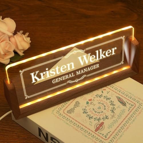 Custom Light Up Name Plate for Desk, Desk Name Plate Personalized with Logo, Employee Appreciation Gift, Personalized Office Gifts for Boss Coworkers Teacher, Office Decor for Women Men (Border style) - Image 5