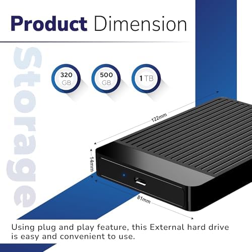 1TB External Hard Drive, USB 3.1 Type-C Portable HDD, Black - Image 4
