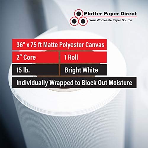 Plotter Paper Direct 36in x 75ft Premium Polyester Matte Canvas Roll, 500 Denier, Quick Dry, Wide Format Inkjet Printer Compatible, Perfect for Fine Art, Photography, Archival Quality Prints - Image 2