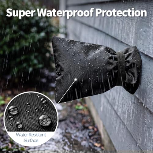 Outdoor Faucet Cover for Winter, 3M Thinsulate Spigot Cover for Winter Freeze Protection, Waterproof, 10" H x 6.3" W Outside Hose Bib Insulated Covers for Wall Taps, 4 Pcs Faucet Socks - Black - Image 5