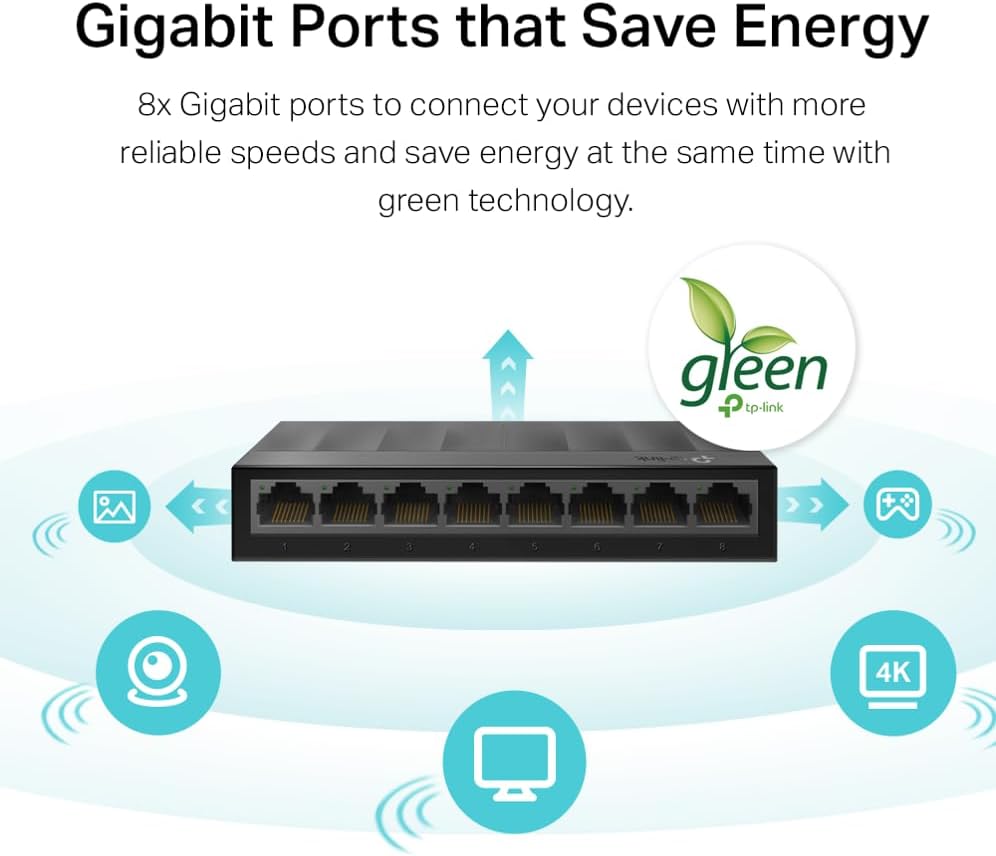 TP-Link LS1008G, Litewave 8 Port Gigabit Unmanaged Switch - Image 3
