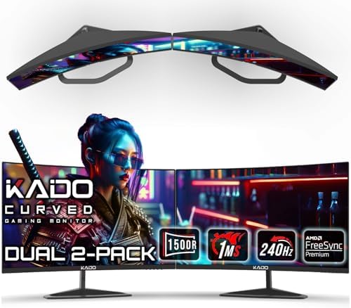 Kado Dual 2-Pack 24.5" Curved 1500R 240Hz 1ms 1920x1080 Gaming Monitor by Kado