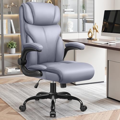 Primy Office Chair, High Back Desk Chair with Flip-up Armrests,Gray by Primy