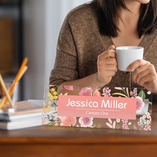 Personalized Acrylic Office Desk Name Plate with Standoff Barrels - Image 3