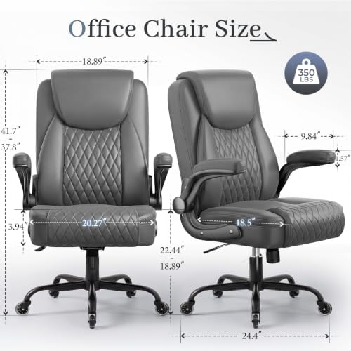 GTPOFFICE Executive Office Chair, Ergonomic PU Leather Desk Chair,Pro Gray - Image 3
