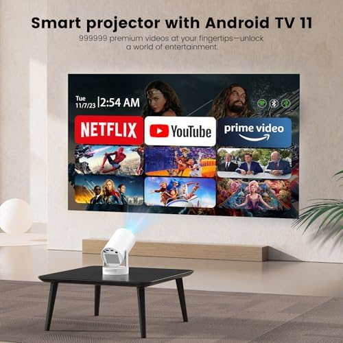 Mini Projector with WiFi and Bluetooth, Smart Portable Projector with 4K Support, 5w Sound Base Speaker, 260 ANSI, 180° Rotation, Auto Keystone Correction for Home Bedroom Outdoor, HY300 Plus - Image 5