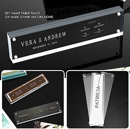 Geetery 4 Pcs Acrylic Office Desk Name Plate Personalized Clear Acrylic Block Double Sided Table Name Plate Holder Business Magnet Frame DIY Desktop Holder Accessories Decor (2" x 8") - Image 5