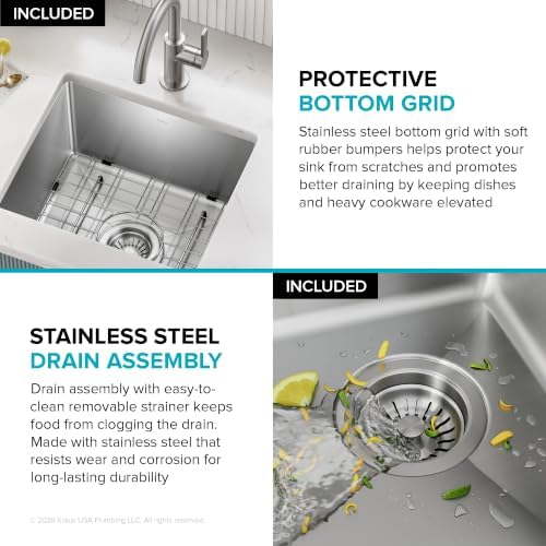 KRAUS Fairlane 17 in Undermount Single Bowl Stainless Steel Kitchen Sink - Image 5