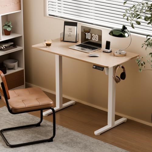 Electric Standing Desk, 40" x 24" Small Sit Stand Desk, Light Walnut - Image 2