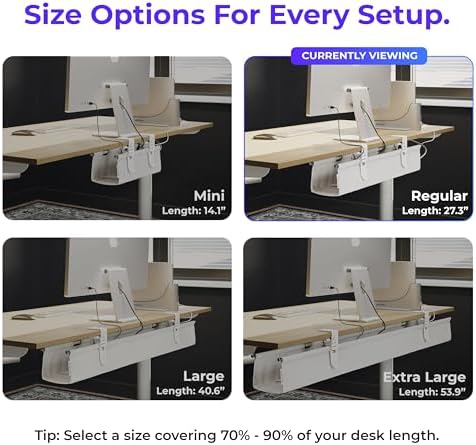 Ascrono Original Under Desk Cable Management Tray, White, 27.3" - Image 4