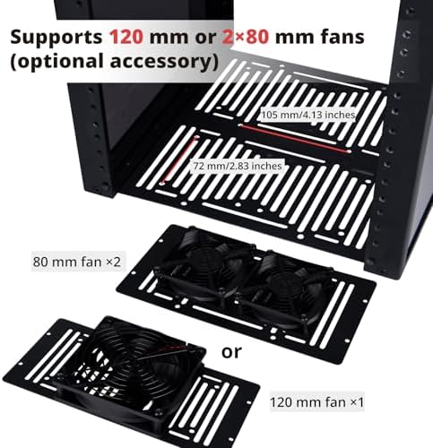 GeeekPi 6U Server Rack, 10 inch Mini Rack for Network, Servers, Audio, and Video Equipment, DeskPi RackMate T1/2 Plus, 10.23inch/260mm Depth (Black) - Image 4