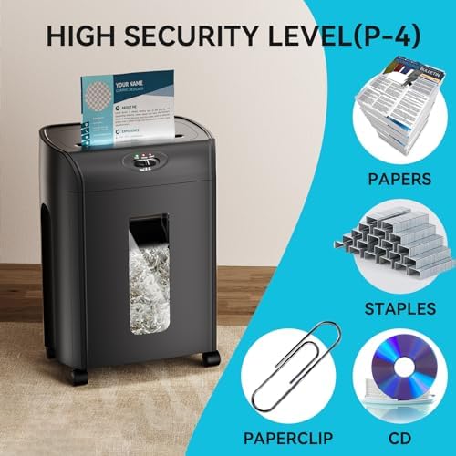 Heavy Duty 15-Sheet Cross Cut Paper Shredder, 4.76 Gallon Paper CD Card Credit Shredder with Transparent Window for Home Office - Image 3