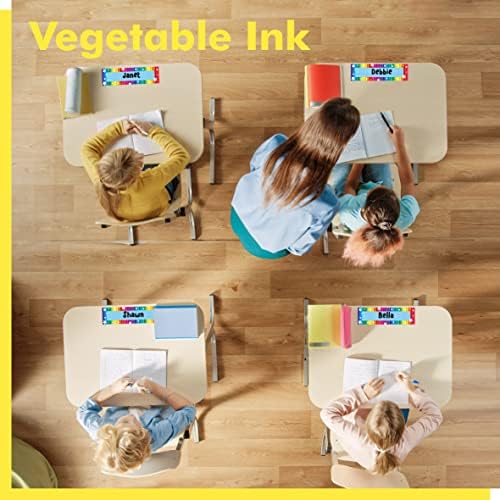 40PCS Desk Nameplates, Desk Name Tags with Double Sided PET Film Colorful Student Name Labels Erasable & Reusable Traditional Manuscript Name Plates for School Classroom Organization (10” x 2.8”) - Image 6