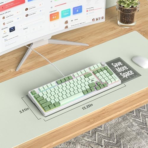 Fogruaden Wired Green Matcha Creamy Mechanical Keyboard with Number Pad, Hot Swappable RGB Gaming Keyboard with Knob, 98 Key, Custom Gasket Mount, Red Switch, NKRO 96% Keyboards for Win/Mac - Image 5