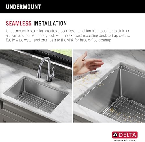DELTA FAUCET 95B932-30S-SS Lorelai Workstation Kitchen Sink Undermount Stainless Steel Single Bowl with WorkFlow Ledge and Chef’s Kit of 6 Accessories - Image 2