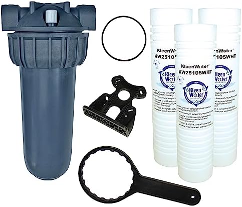 KleenWater Hot Water Filter (1), Mounting Bracket (1), 5 Micron High Temp Cartridges (3) with Scale Inhibitor, Spare O-ring (1), Filter Wrench (1), Multi-Pack by KleenWater