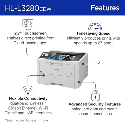 Brother HLL3280CDW Wireless Compact Color Laser Printer, Duplex, Mobile Printing & Ethernet | Includes 2 Month Refresh Subscription Trial¹, Amazon Dash Replenishment Ready (Renewed Premium) - Image 3