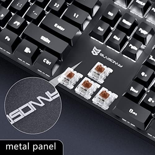 Merdia Brown Switch Black Full Size Mechanical Gaming Keyboard | 104 Keys US Layout Ice Blue Backlit Wired PC Gaming Keyboards | Hot Swappable LED Backlit Wired Mechanical Computer Keyboards - Image 3