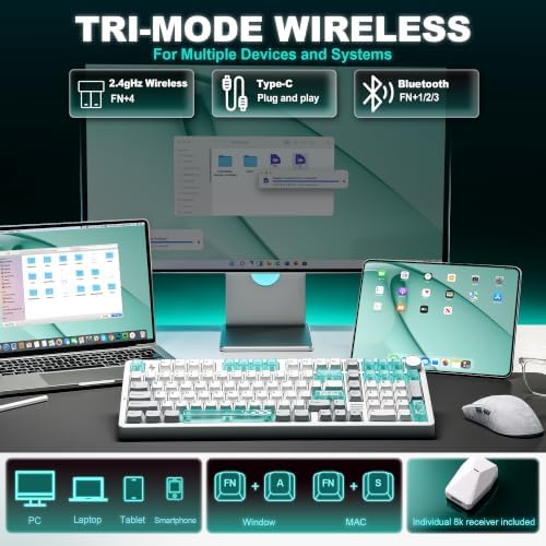 YUNZII AL98 PRO Aluminum Wireless Mechanical Keyboard(White,Cocoa Cream V2) - Image 3