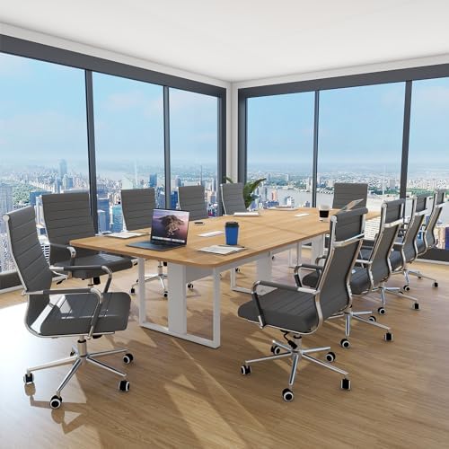 Office Desk Chair,Modern Leather Conference Room Chairs,High Back Ergonomic Home ofiice Chair,Adjustable Height Swivel Executive Computer Chair with Armrest and Padded Seat,Grey - Image 2