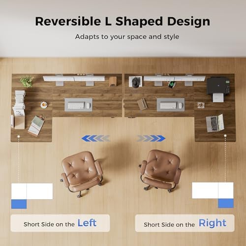 Agilestic 55 * 28 Inch Reversible L Shaped Electric Standing Desk, Walnut - Image 4