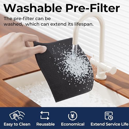 Air Purifier for Home Pet Up to 2200Ft² Pre-Filter Washable Black - Image 3