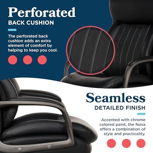 La-Z-Boy High-Back Ergonomic Office Chair, AIR Lumbar Support Leather Chair - Image 5