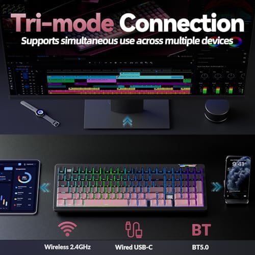 LINGBAO K98 Wireless Mechanical Gaming Keyboard, Tri-Mode Gasket Hot Swap - Image 3