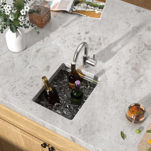 12" Undermount Bar Sink, 16 Gauge Stainless Steel Workstation Prep Sink with Cutting Board & Drain Strainer, Small Single Bowl Wet Bar Sinks for RV, Kitchen Island, Brushed Nickel #TLU-0018 - Image 3