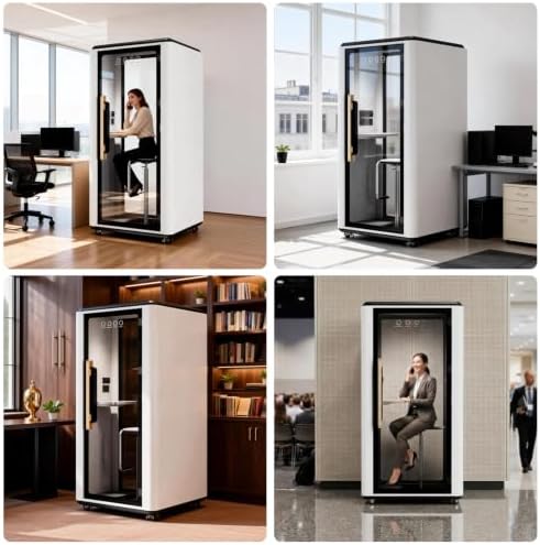 Soundproof Office Pod Booth, Quiet Meeting Pod with Acoustic Panels, Portable Modular Pod, Privacy Booth for Private Phone Calling, Single Person Workspace with Sound Isolation (White) - Image 4