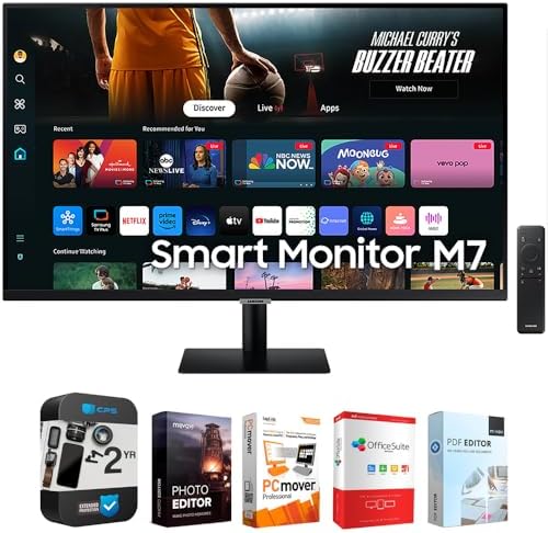 Samsung LS43DM702U 43" Smart Monitor M7 (M70D) 4K UHD with Streaming TV, Speakers and USB-C Bundle with Tech Smart USA Editing Software Bundle + 2 Year CPS Enhanced Protection Pack by Unknown