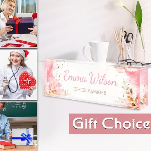 Custom Name Plate for Desk, Acrylic Desk Name Plate Personalized, Employee Appreciation Gifts, Office Desk Accessories for Women Men Teacher Nurse, Coworker Gifts for Manager Assistant (Blush) - Image 6