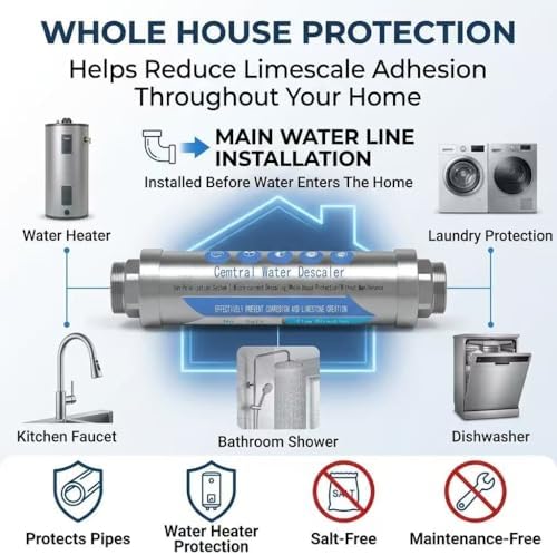 Whole House Water Descaler 3/4" NPT – Salt Free Water Conditioner for Main Water Line, Physical Scale Inhibitor Helps Reduce Limescale in Pipes, Water Heaters & Appliances, No Maintenance - Image 5