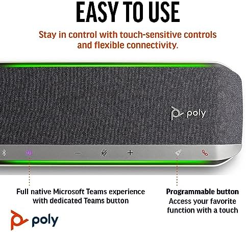Poly Sync 40+ Smart Speakerphone (Plantronics) - Flexible Workspaces - Connect to PC/Mac via BT700 Adapter and Smartphones via Bluetooth - Certified for Microsoft Teams – Amazon Exclusive - Image 5