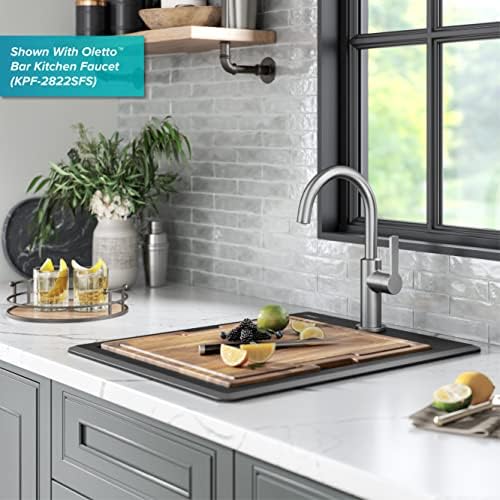 KRAUS Bellucci 18-inch Granite Workstation Drop In Top Mount Single Bowl Kitchen Sink in Metallic Black with Accessories, KGTW12-18MBL - Image 5