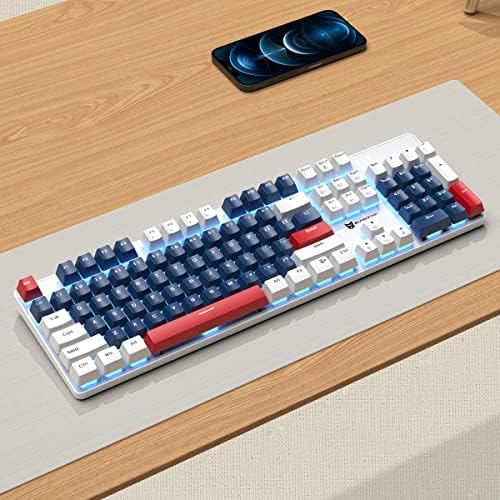 104 Keys Full Size Mechanical Gaming Keyboard | Red Switch Blue/White/Red Combo Color Computer Keyboards | 104 Keys US Layout Wired Mechanical PC Gaming Keyboard | Light Up Wired Clicky Keyboards - Image 7