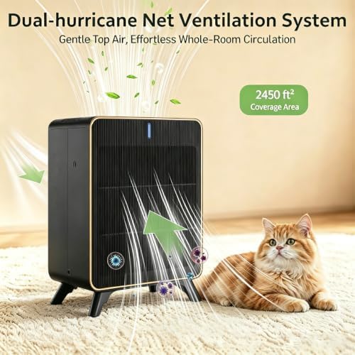 Smart APP Air Cleaner Large Room Air Purifiers 2450 sq.ft, Black - Image 2