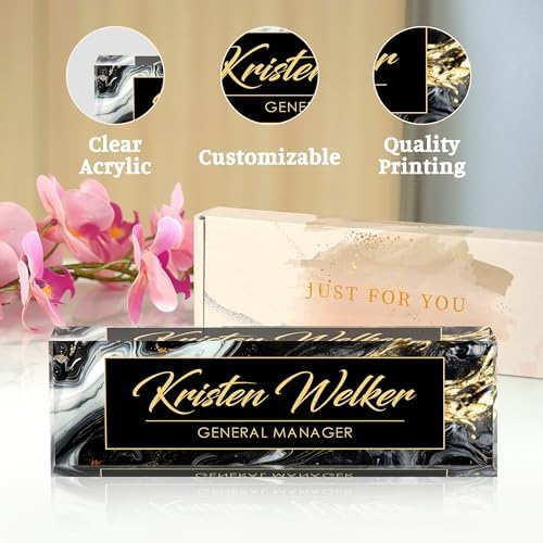 Custom Desk Name Plate Personalized, Acrylic Name Plate for Desk, Office Desk Decor for Women and Men, Employee Appreciation Gifts Office Gifts for Boss, Manager, Teacher, Nurse (deep Marble) - Image 6