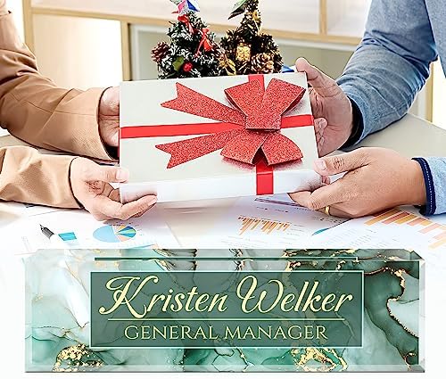 Personalized Office Name Plate for Desk - Custom Employee Appreciation Gifts - Acrylic Desk Name Plate Personalized - Staff Appreciation Gift for Teacher, Coworker, Nurse, Manager (Green Marble) - Image 5