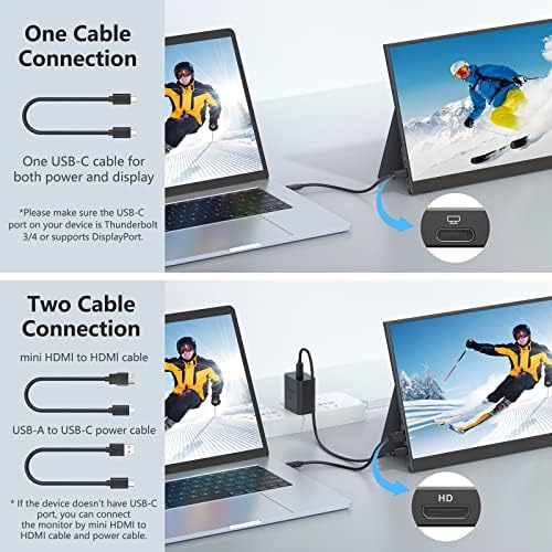ForHelp 17.3" Portable Monitor 1080P FHD 144Hz Narrow Edge Laptop Monitor USB C HDMI Gaming Computer IPS HDR Screen, Travel Monitor for PC Mac Phone Xbox PS5 Switch Laptop w/Smart Cover & Speakers - Image 2
