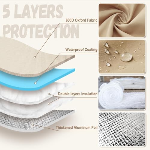 Backflow Preventer Cover, Backflow Pressure Vacuum Breaker Covers for Winter, Insulated Cover Pouch for Irrigation Sprinkler Backflow Valve, Outdoor Faucet Covers for Snow or Sun Exposure – Beige - Image 3