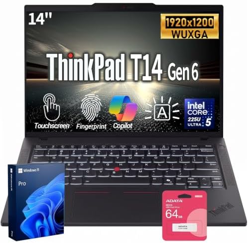 Lenovo ThinkPad T14 14" WUXGA Intel Core Ultra 5 225U Business AI Laptop, by LENOVO